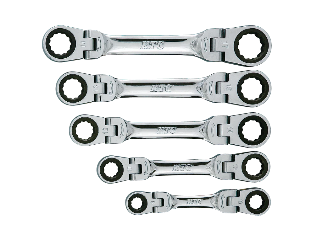 KTC Short ratchet glasses wrench set headed swing type 5 piece