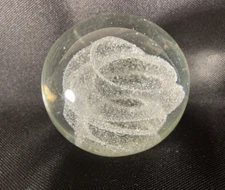 Paperweight Clear White Art Glass Swirl Tornado Outer Space Showers