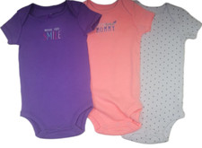 Girls Baby Romper Cotton 3 Piece Lot sz 3-6 month Short Sleeve Summer Set New