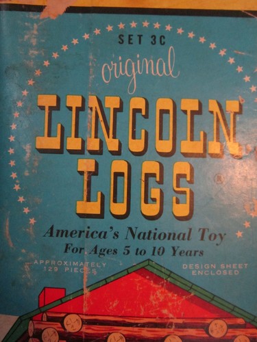 LINCOLN LOGS LOT OF 10 DOUBLE NOTCH 4.5 IN LONG LOG PIECES VINTAGE 45+ YEARS OLD - Picture 6 of 9
