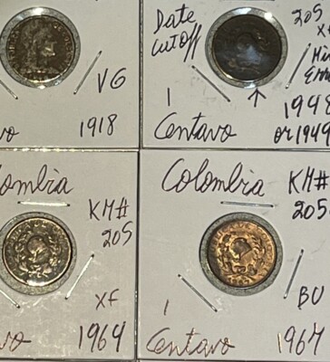 Colombia 1913 - 1975 One 1 Centavo to 1 Peso VG - BU Condition 27