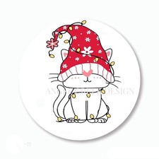 Holiday Santa Holiday Cat Stickers Christmas Favors Kitty Envelope Seals Labels