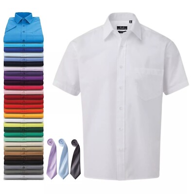 Herren Uni Kurzarmhemd Frühling Sommer Business Shirt Freizeithemd Pflegeleicht