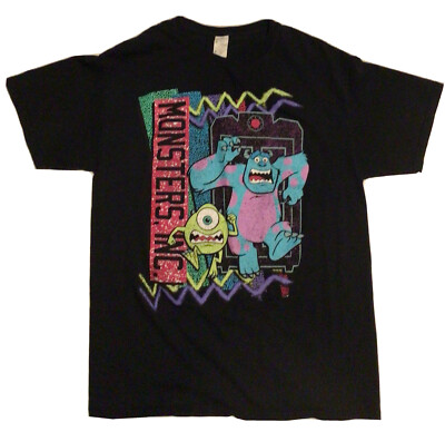 Monsters Inc Shirt Black Short Sleeve Pullover Logo Tee Mens Medium EUC |  eBay