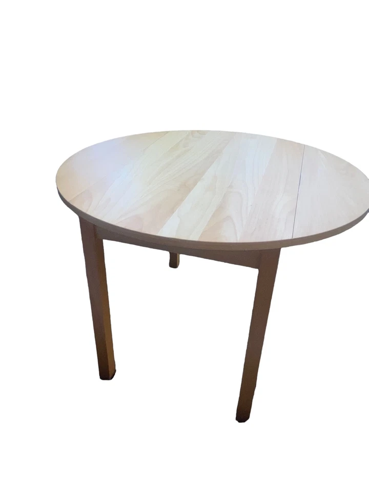 Mesa de comedor redonda de madera maciza de 40" con hojas caídas marrón (40" L x 40" W x 29" H) Foto 3 de 4