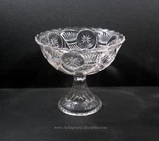 EAPG ☆ 6" Frosted Circle TRUE OPEN COMPOTE ☆ by NICKEL PLATE GLASS CO ☆ ca 1890