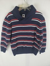 Janie And Jack Boy's Navy and Orange Cowl Neck Long Sleeve Sweater Sz 4