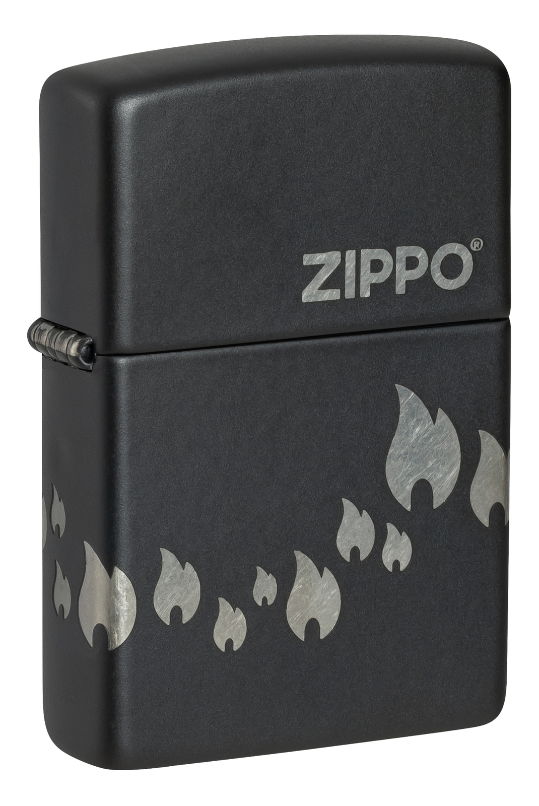 Zippo Logo Chrome Design Black Matte Windproof Pocket Lighte