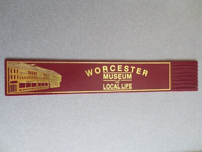 Leder LESEZEICHEN WORCESTER Museum of Local Life Burgund unbenutzt