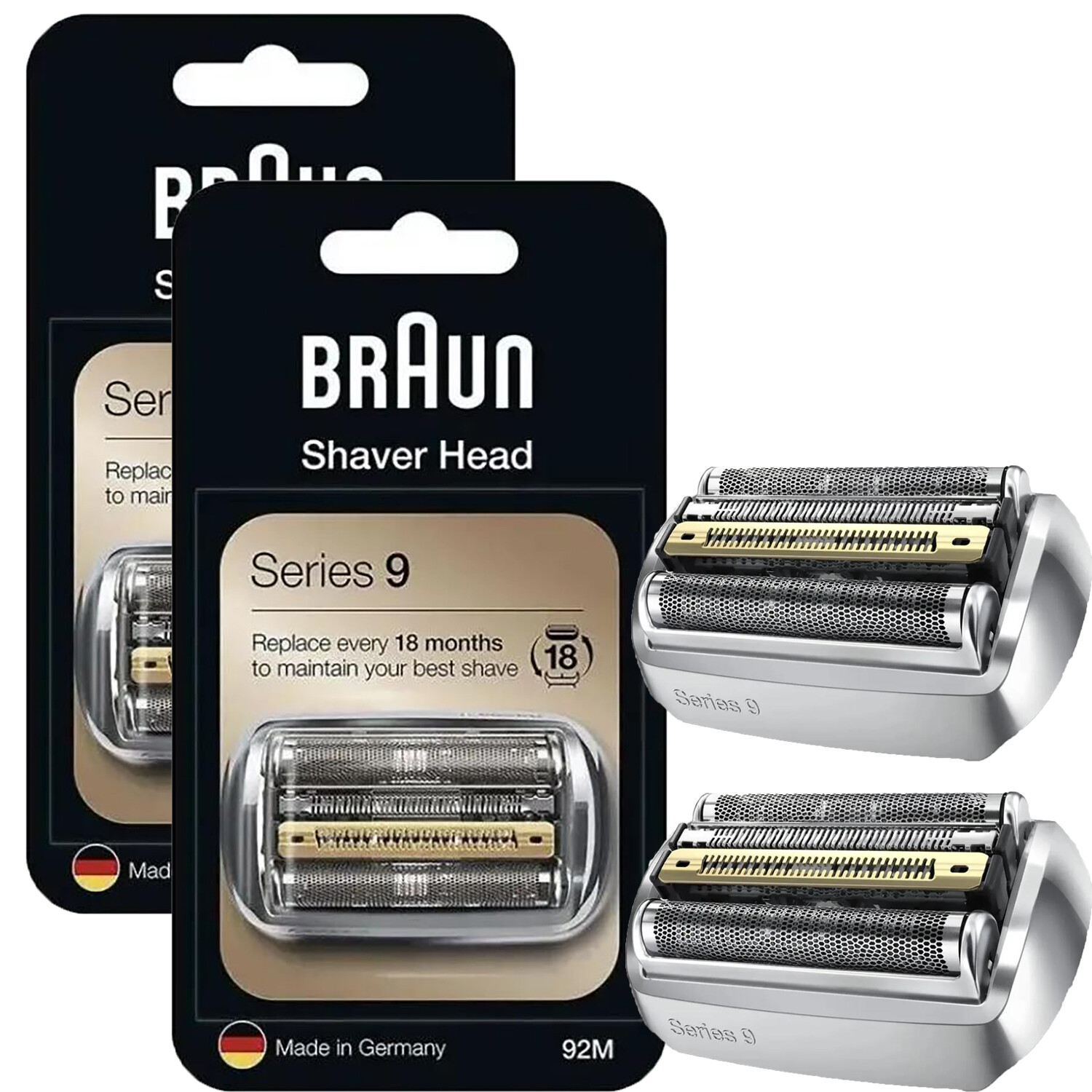 2 Pack Braun Series 9 92M Replacement Head,Foil all Series 9 Electric Razors.6