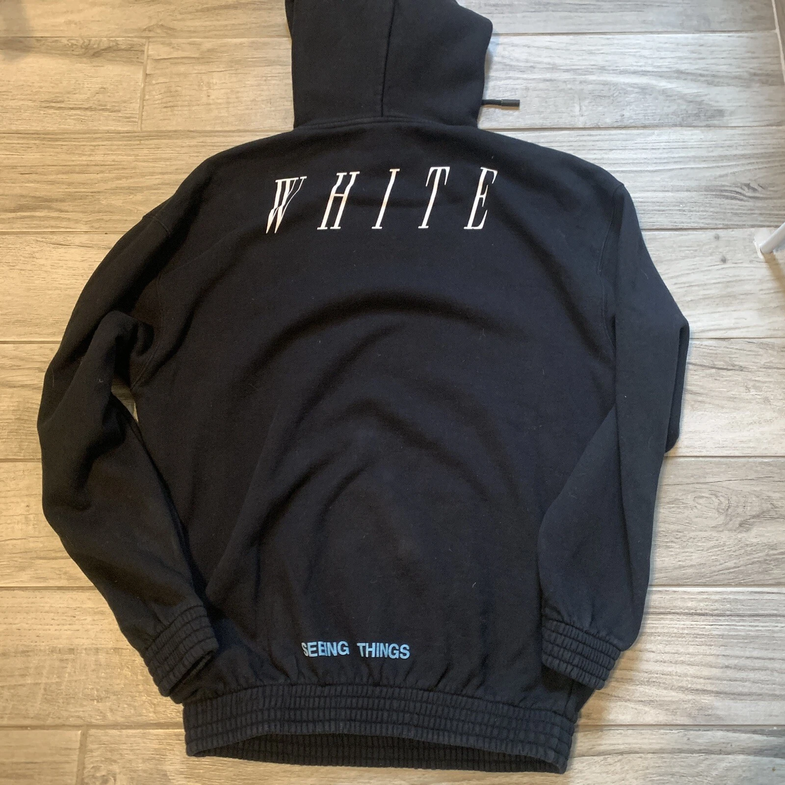 OFF WHITE Maglione con cappuccio da uomo bianco sporco taglia top in foto su nastro