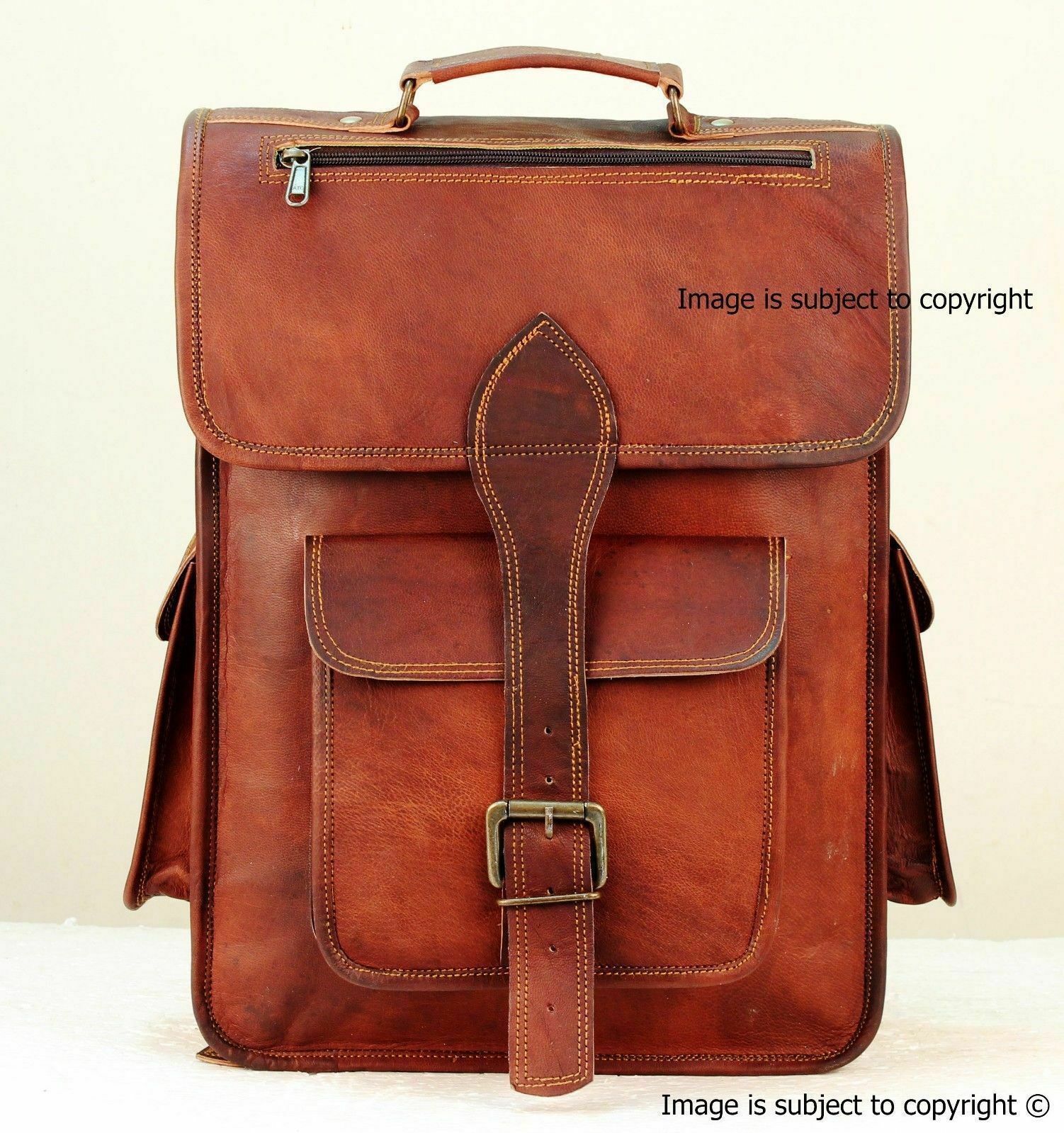 Vintage Brown Travel Backpack for Men Large Laptop Rucksack with Shoulder Straps-image