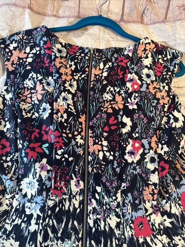 Roz Ali Dress Size 14 Sleeveless Floral Print Pleated Dress Exposed Back Zipper - Picture 10 of 13