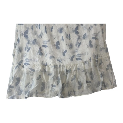 Kindred Anthropologie White Blue Butterfly Dress Knee Lenght Ruffle Size L - Picture 10 of 10