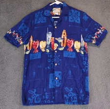 Vintage Paradise Found Hawaiian Shirt Mens Small  Happy Hour Cocktail Tiki Bar