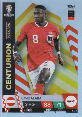 David Alaba Glitzer Rainbow Centurion 103 Caps CC 1 Toops UEFA EURO EM 2024