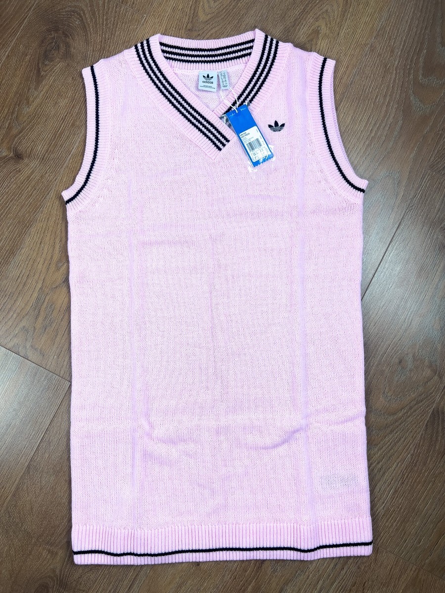💥 adidas Originals Retro Sport v-neck jumper dress pink Size 10 RRP  £85