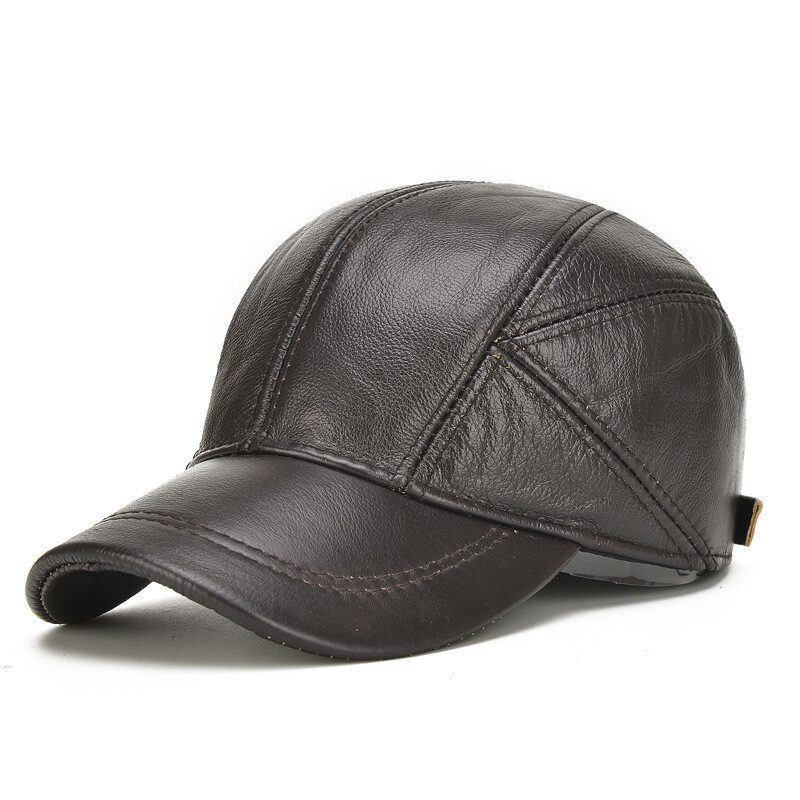 Cowhide Genuine Leather Hat New for Men Outdoor All Season Comfy