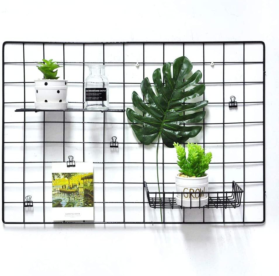 Set of 2, Wire Hanging Plant Basket, Multi Purpose Black Wire Grid