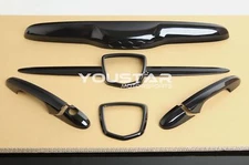 FOR FIAT ABARTH 500 595 695 GLOSS BLACK COMBO BADGE HANDLE COVER