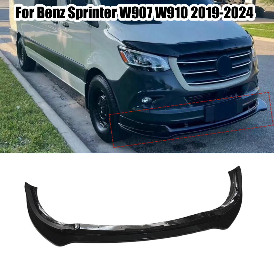 Bande De Protection Latérale Droite Pour Mercedes Sprinter W907/W910 (2019-2024) – ABS Noir, Référence OEM 9106900100