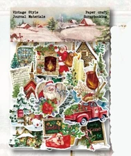 40Pcs Vintage Christmas Stickers Washi Paper Labels DIY Scrapbooking Journal