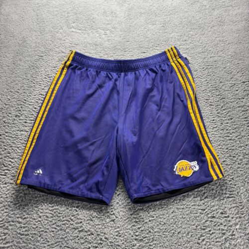 Vintage Adidas Lakers Basketball Shorts Mens Large Purple Mesh Drawstring Lined
