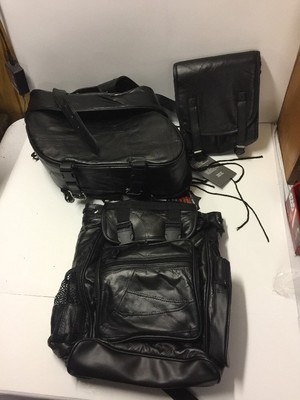 Lot Of Diamond Plate Motorcycle Gear Leather Storage Back Pack