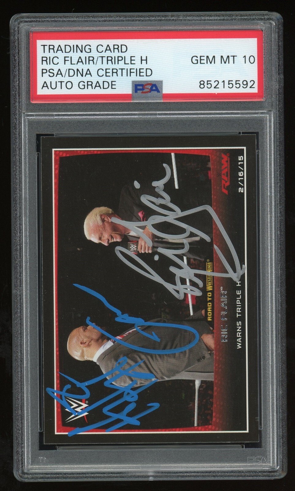 Ric Flair and Triple H PSA/DNA 10 Auto 2015 Topps WWE #89 Dual Signed Card