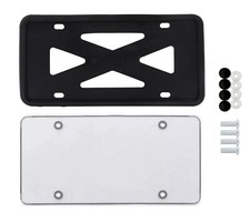 Silicone Black License Plate Frame With Cover -1 Set Flat Clear License Plate