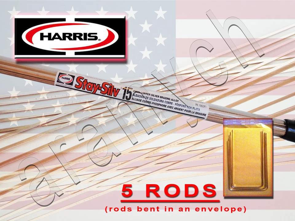 5 RODS Brazing Rods Harris Stay-Silv 15% Soldering Rods BCuP-5