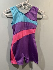Girls Freestyle Gymnastic/Dance Biketard Purple Blue Pink Sz Large 10/12