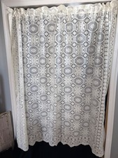 Cream Lace Curtain Panel Set 62 W x 62 L Floral Pattern Vintage Style
