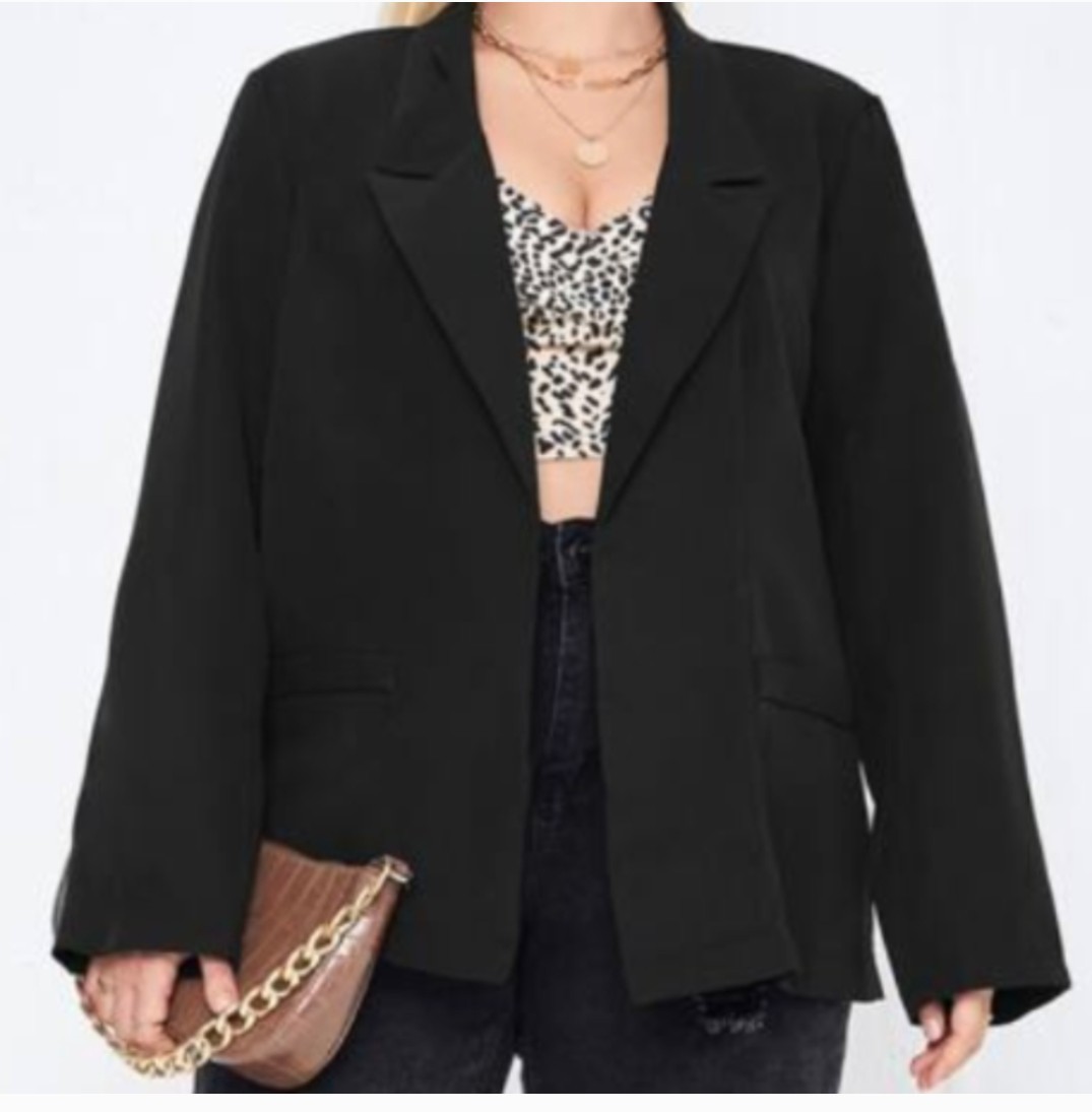 Plus Lapel Neck Single Button Blazer - image 1