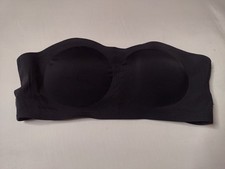 Women's Bandeau Strapless Bra Large Black Wireless Padded Wire Free AA