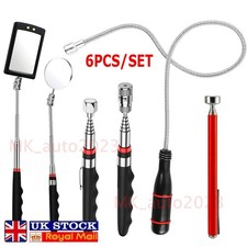 6PCS/SET Telescopic Mirror & Magnetic Pick Up Tool Set with LED Light for Garage
