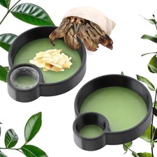 2 PCS Hermit Crab Food Bowl Round Water Bowl Feeding Dish Snail Millipede