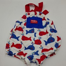 Vintage Oshkosh B gosh Whale Print Bubble Romper Sz 12 Months