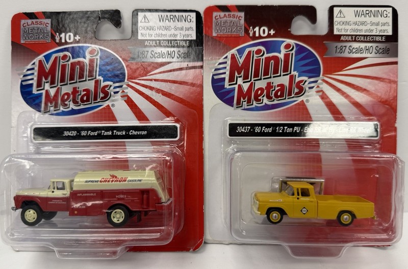 Mini Metals 1960 Ford Tanker Truck And 1960 Ford Pickup 1:87 Scale Lot Of 2