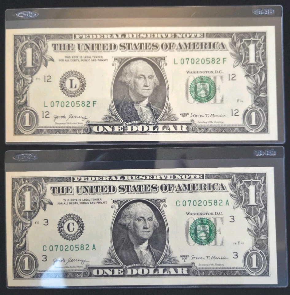 Same Matching Serial Number $1 Bill. Duplicate Serial Number. Unique Dollar. - Image 4 of 4
