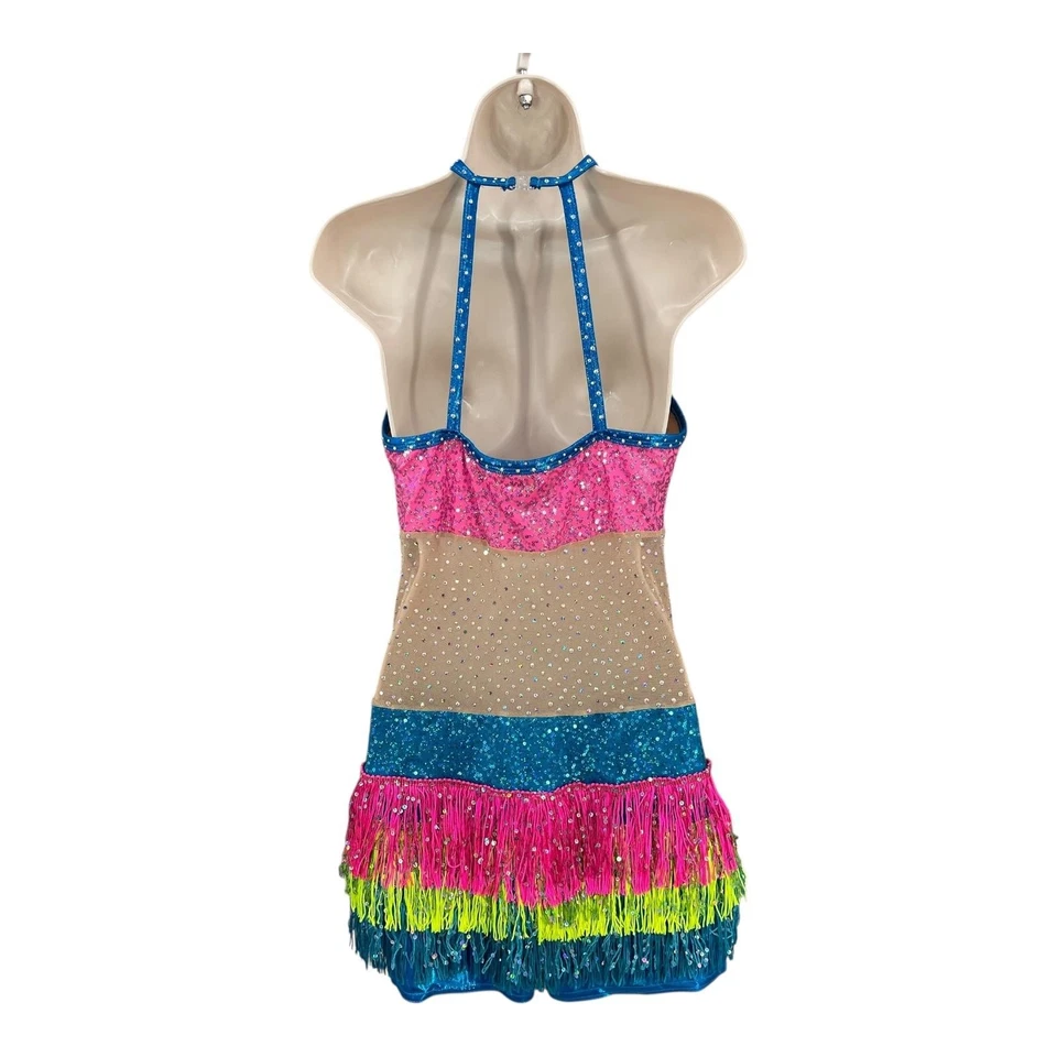 Awish Come True Dance Romper Junior Sequin Fringe Costume Mardi Gras USA Size LA - Image 2 of 4