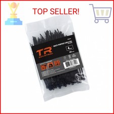 TR Industrial Multi-Purpose UV Resistant Black Cable Ties, 4 inches, 100 Pack