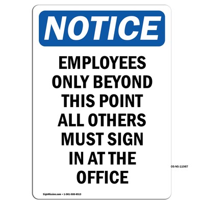 Employees Only Beyond This Point OSHA Notice Sign Metal Plastic Decal