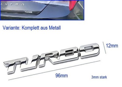 3D Metall Turbo Emblem chrom ink. Klebepad Turbo Emblem 3D verchromt Aufkleber