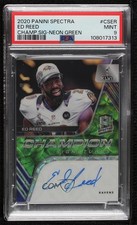 2020 Spectra Champion Signatures Neon Green Prizm 4/10 Ed Reed PSA 9 Auto 0o5