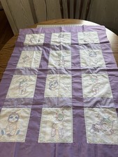 Cross Stitch Baby Purple Animal 50" X 36" Completed quilt top vintage