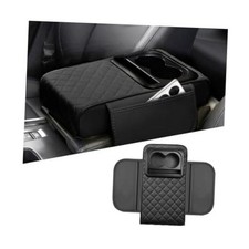 Car Center Console Armrest Pillow, Leather Memory Foam Auto Arm Style A Black