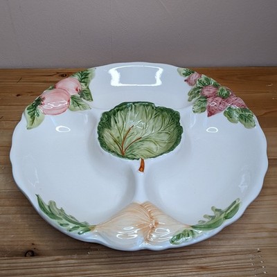 Vintage Servierschale 3D Gemüse Relief italienischer Stil Majolika Cabbageware