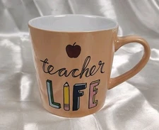 Teacher Life Peach 18oz Coffee Mug Cup 
