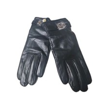 Michael Kors Black Leather Touch Tip Gloves w/Logo Accent Sz S NWT